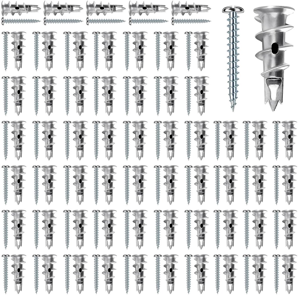 60 stuks gipsplaatpluggen voor gipsplaat met 60 schroeven voor gipsplaat