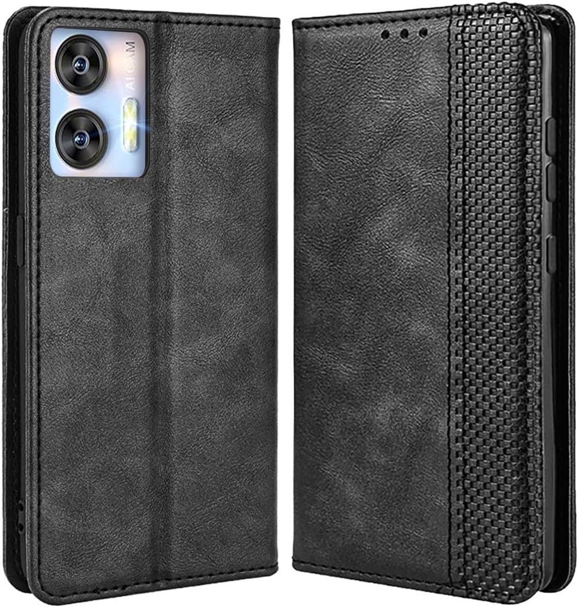 Hoesje voor Oukitel C35, premium PU-lederen portemonneehoes met flipcase, telefoonhoesje met TPU-binnenkant, kaarthouder multifunctioneel hoesje. Zwart