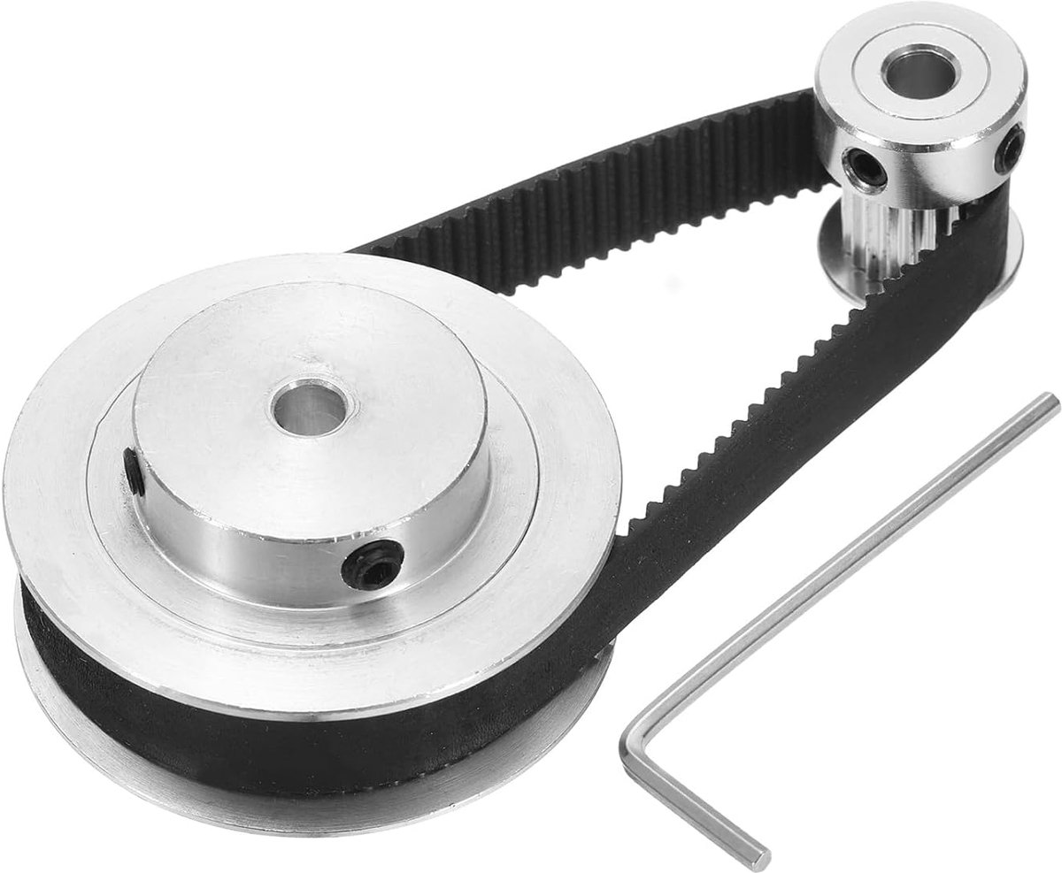 GT-2 synchrone wiel 20 & 60 tanden 5 mm gat, tandriemschijf van aluminiumlegering met 1 stuk lengte 200 mm breedte 10 mm riem voor 3D-printer, CNC-machine (20-60T-5B-10)
