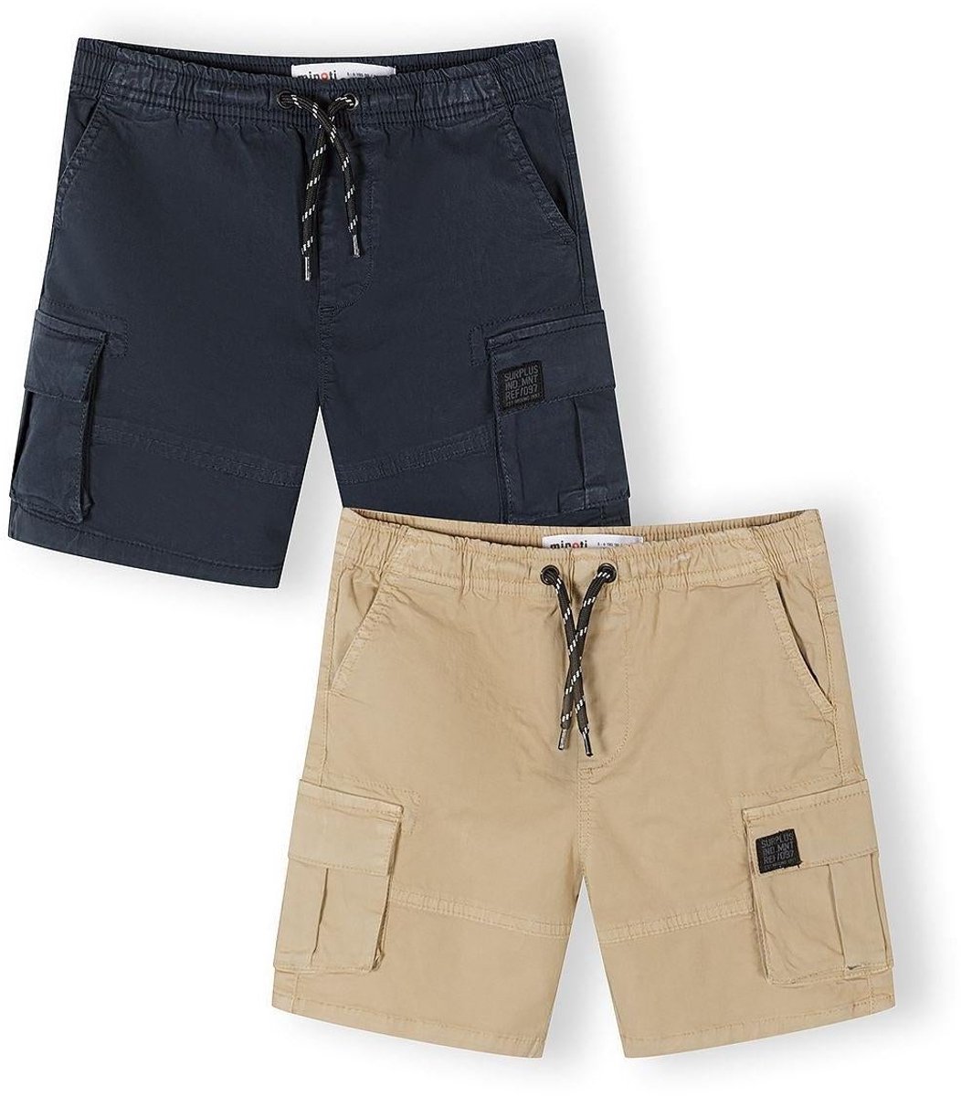 Minoti korte broek jongens 2-pack - katoen - donkerblauw