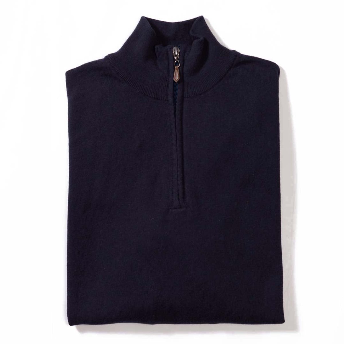 Osborne Knitwear Trui met halve rits - Katoen - Navy - 3XL