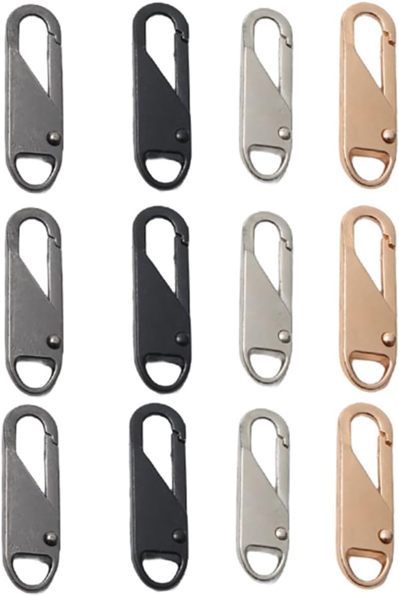 12 stuks vervangende ritssluitingen, afneembare metalen ritssluitingen voor bagage, kleding, jassen, rugzakken, koffers (4 kleuren)