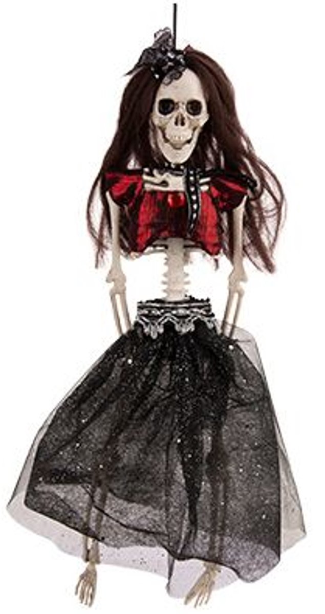 Skelet Hangend Girl Zwart 9x6xh40cm Pvc