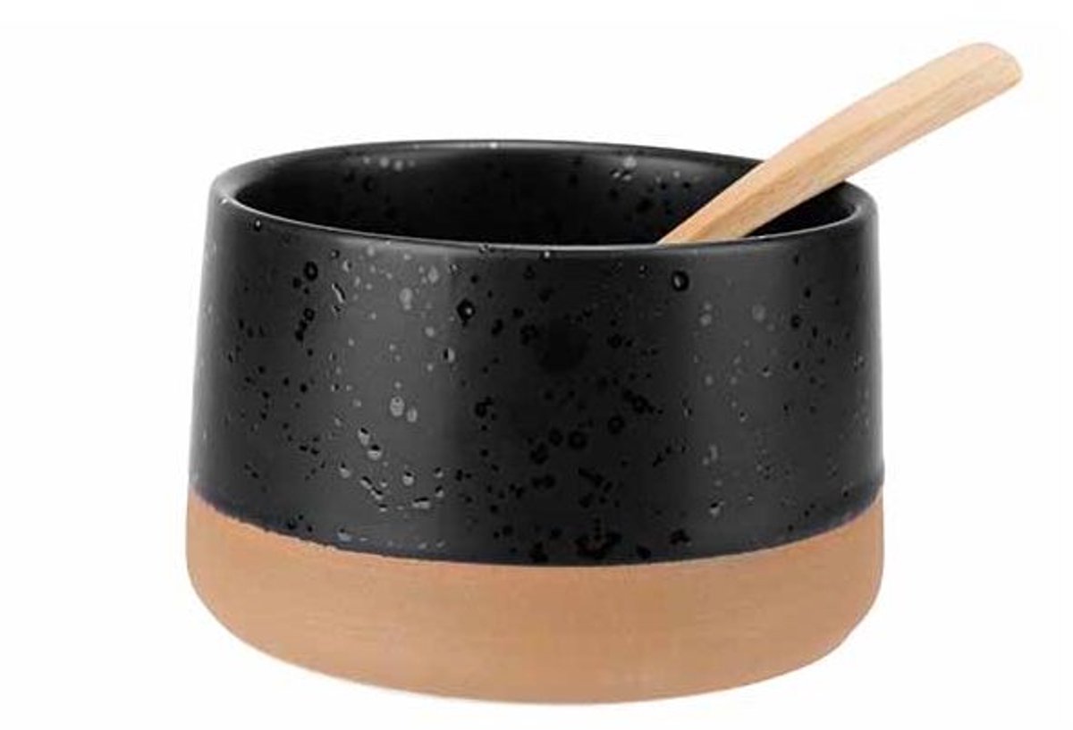 Dela Bowl Zwart Met Lepel D9,5xh5,5cm