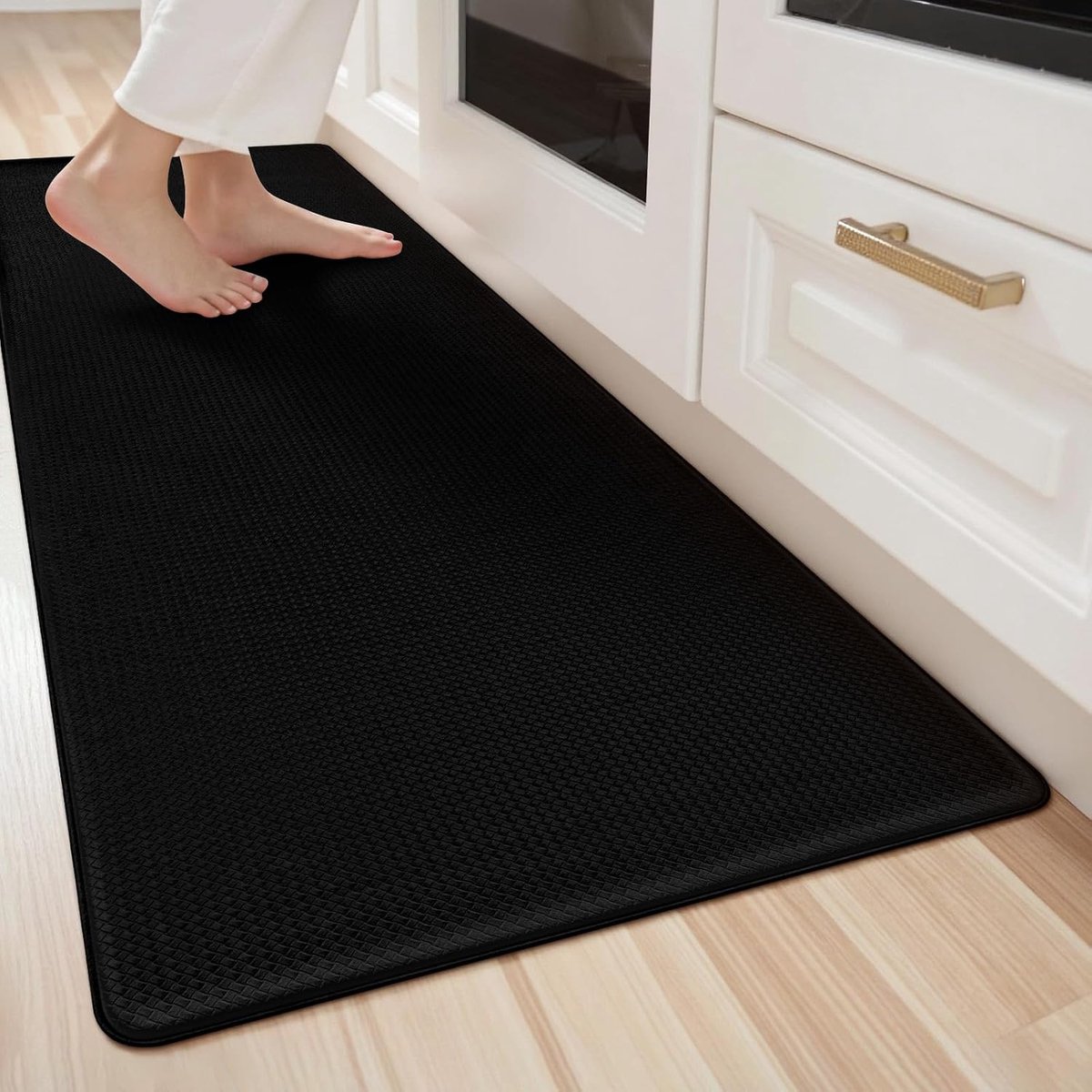 PVC keukentapijt 60 x 180 cm, keukenmatten antislip wasbaar, anti-vermoeidheid keuken vloermatten, waterdichte tapijten loper, afveegbare tapijten voor hal, wasruimte, zwart