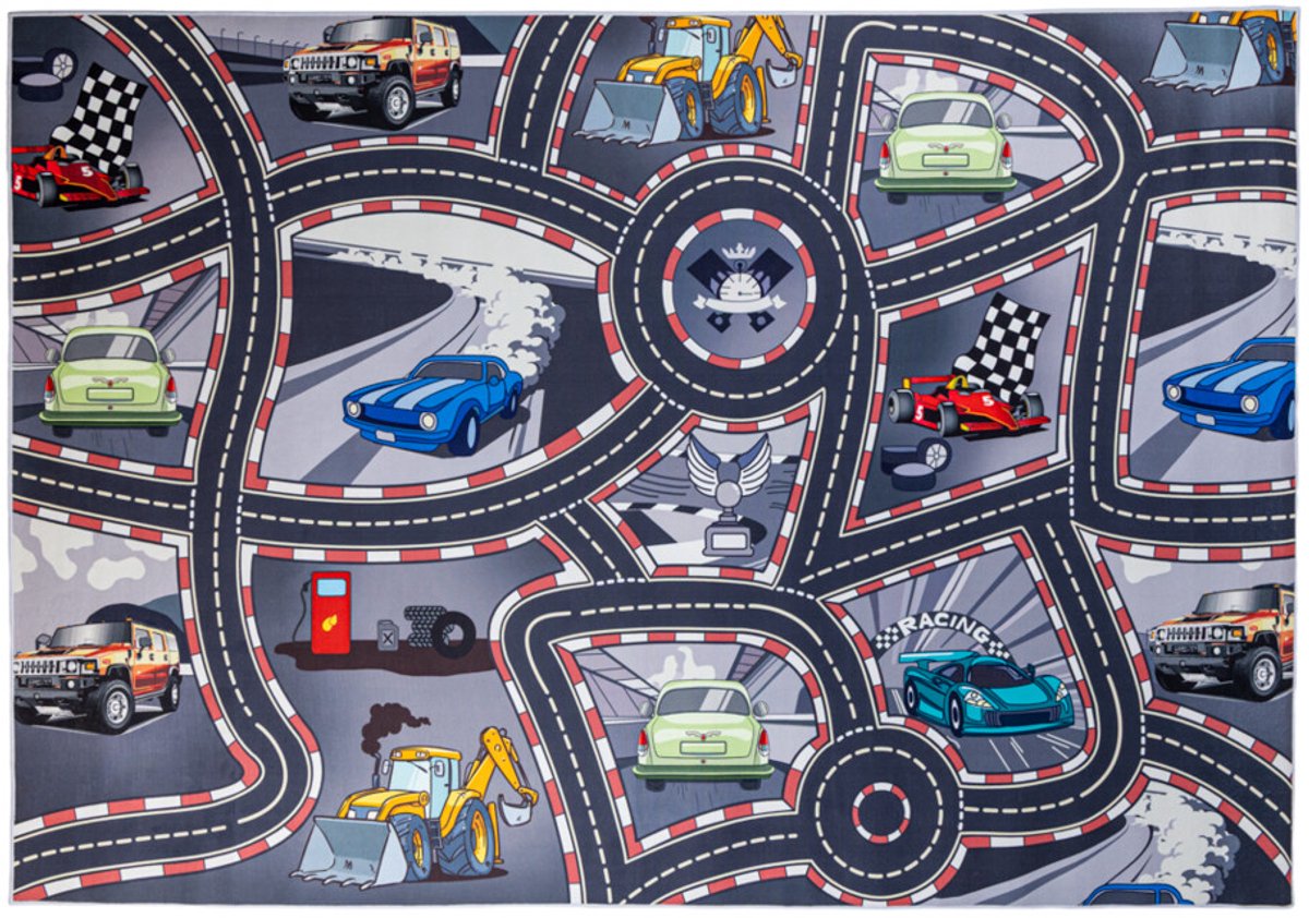 Speelkleed Racing - Verkeerskleed - 140 x 200 cm - Antislip- Jongens en Meisjes