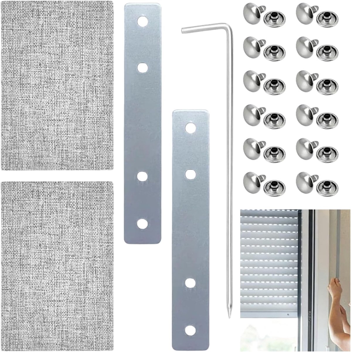 Rolgordijnklem - Rolgordijn Accessoires - Reparatieset - Voor Rolgordijn Band 20–23 mm - Voor Andere Dakramen - Bandverbinder met RVS Platen en Klinknagels, Zonder Rolgordijnband