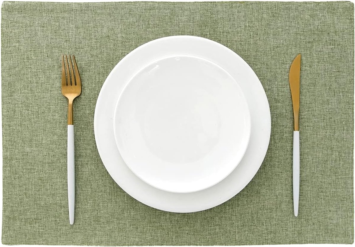 SnelShoppen - Stoffen placemat linnen beige 33 x 48 cm - Katoenen placemats set van 4 voor keuken, tuin, feest en dagelijks gebruik