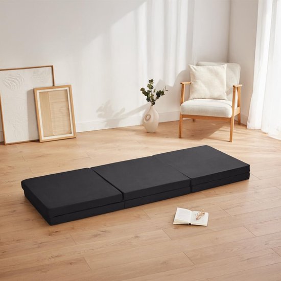 Vouwmatras Gasten - Opklapbaar Bed - Logeren Thuis - Zes Delig Ontwerp - 140 x 195 cm - Zwart — afbeelding 4