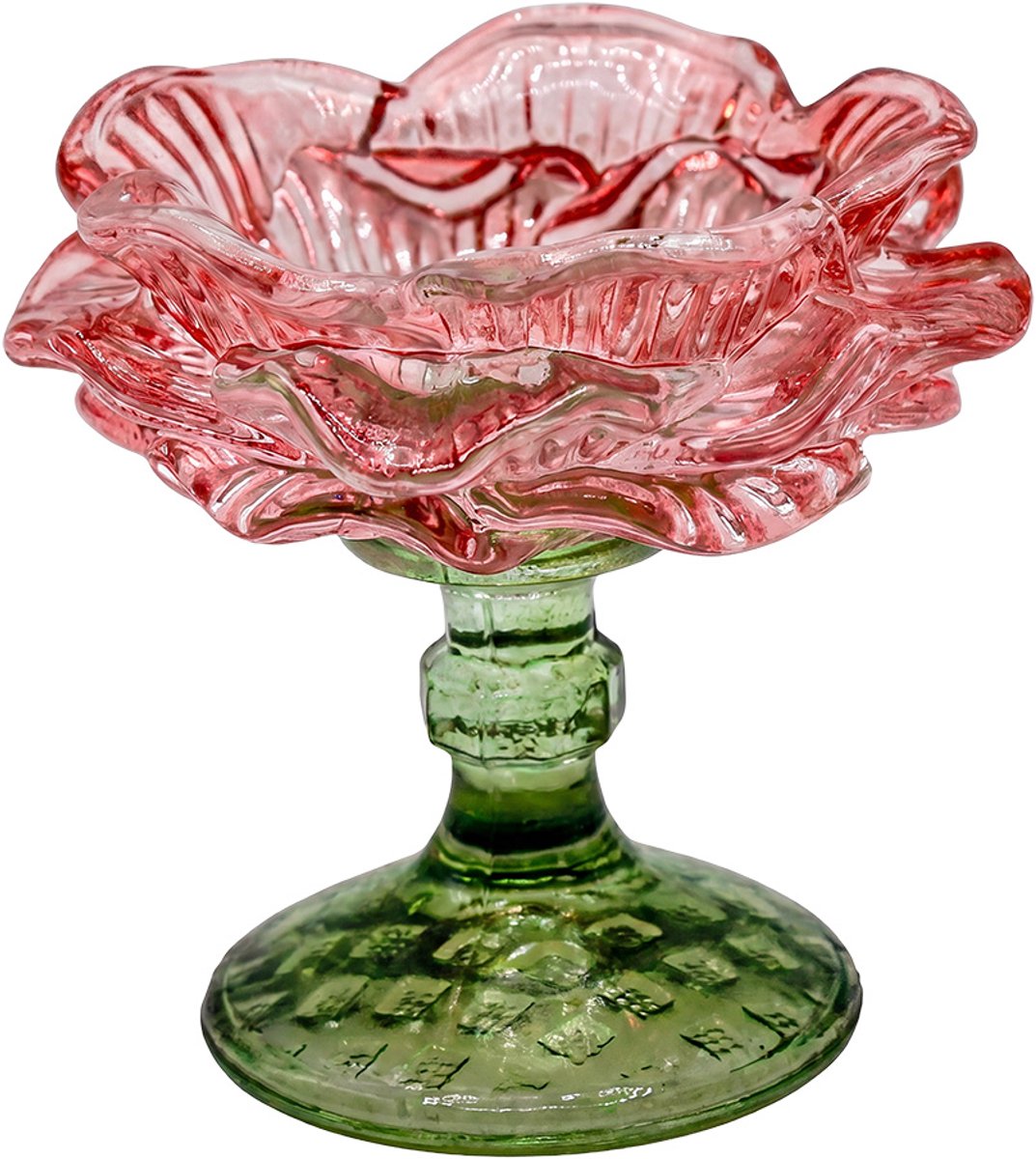 Clayre & Eef Waxinelichthouder Roze Glas