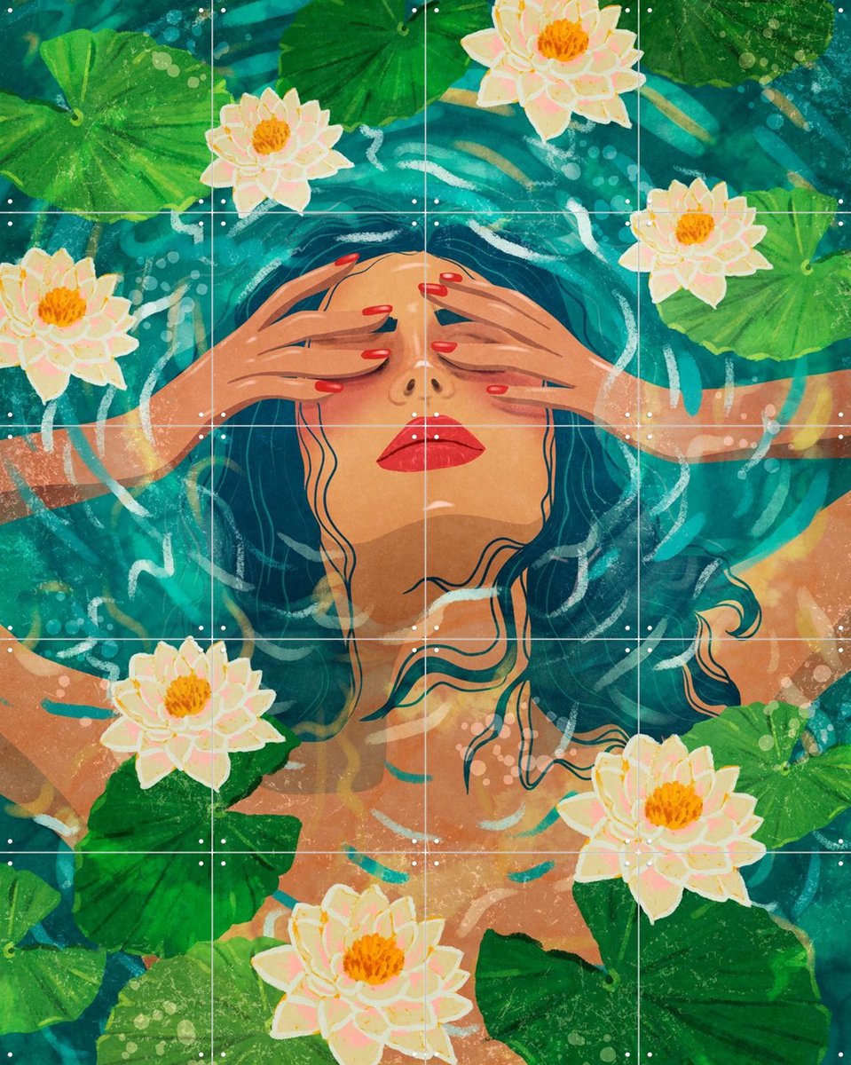IXXI Lost Among Water Lilies, Raissa Oltmanns - 80 x 100 cm - Gratis ophangtool - Grote wanddecoratie en posters - Abstract, Fantasierijk, Kleurrijk