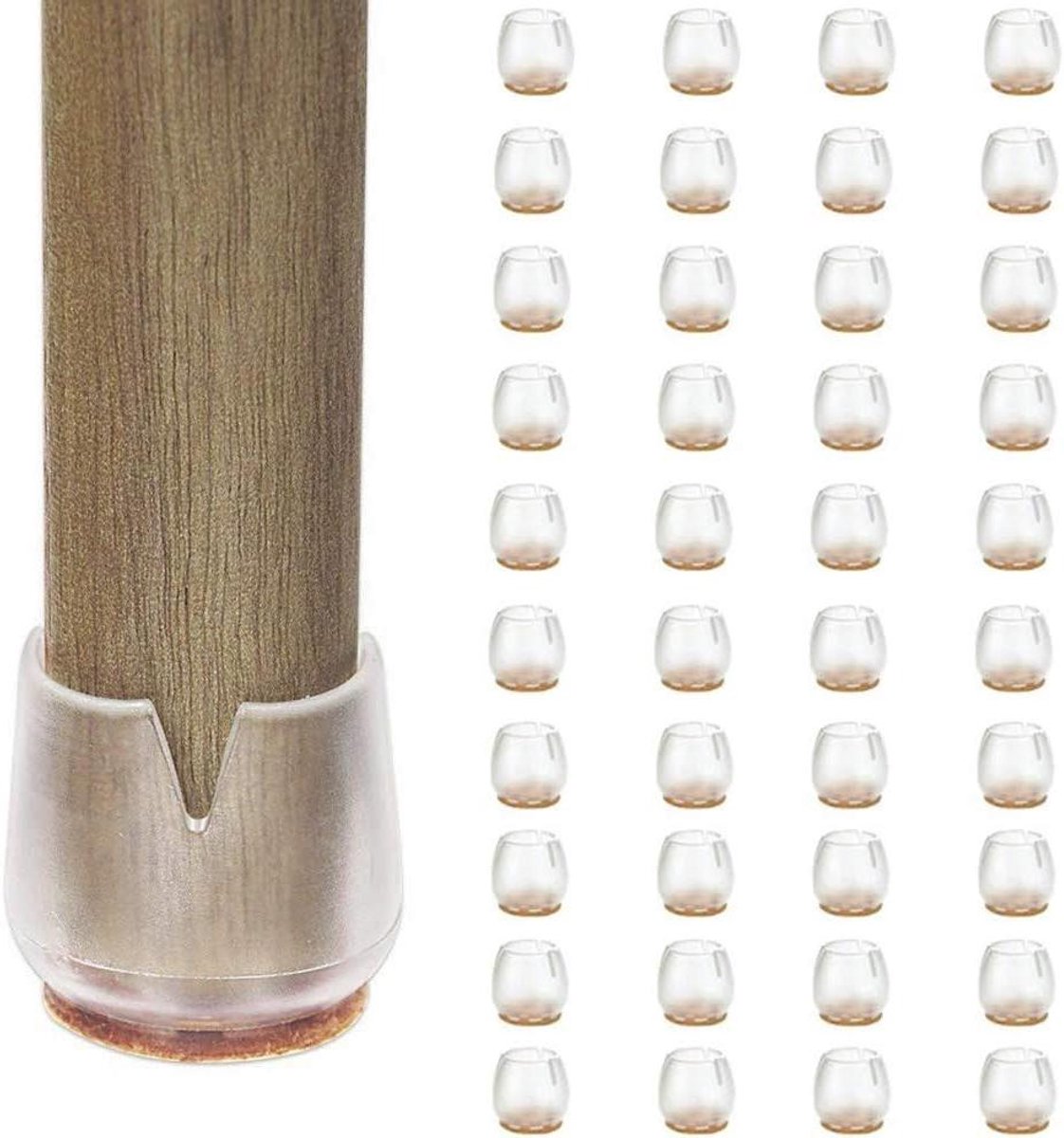 Stoelpootbeschermers - Meubeldoppen - Vloeren Beschermen - Zachte Vilten Bodem - 40 Stuks - Transparant