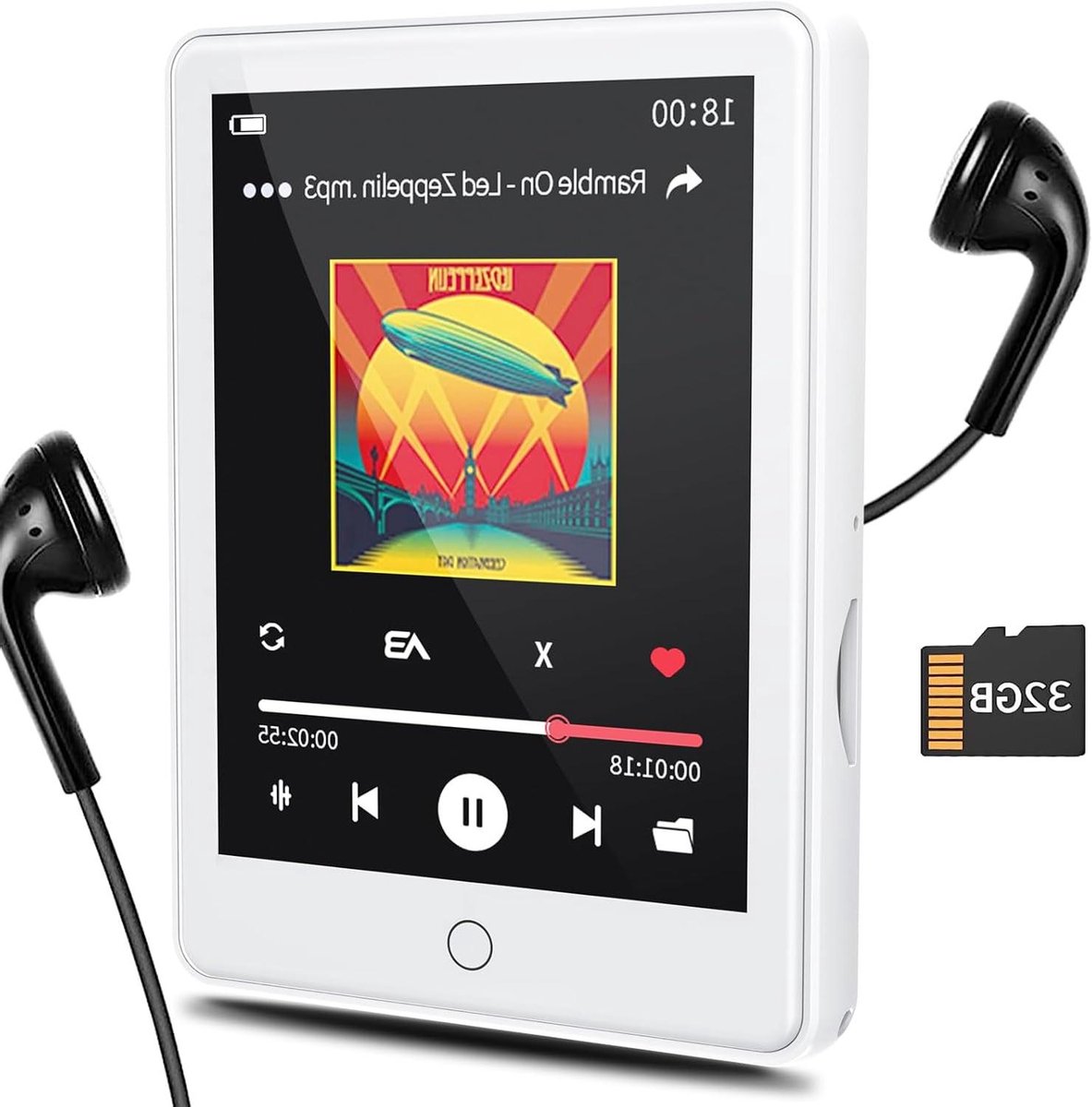 MP3-speler - Muziekspeler - Muziek Luisteren - Bluetooth 5.3 Touchscreen - 32 GB - Zwart