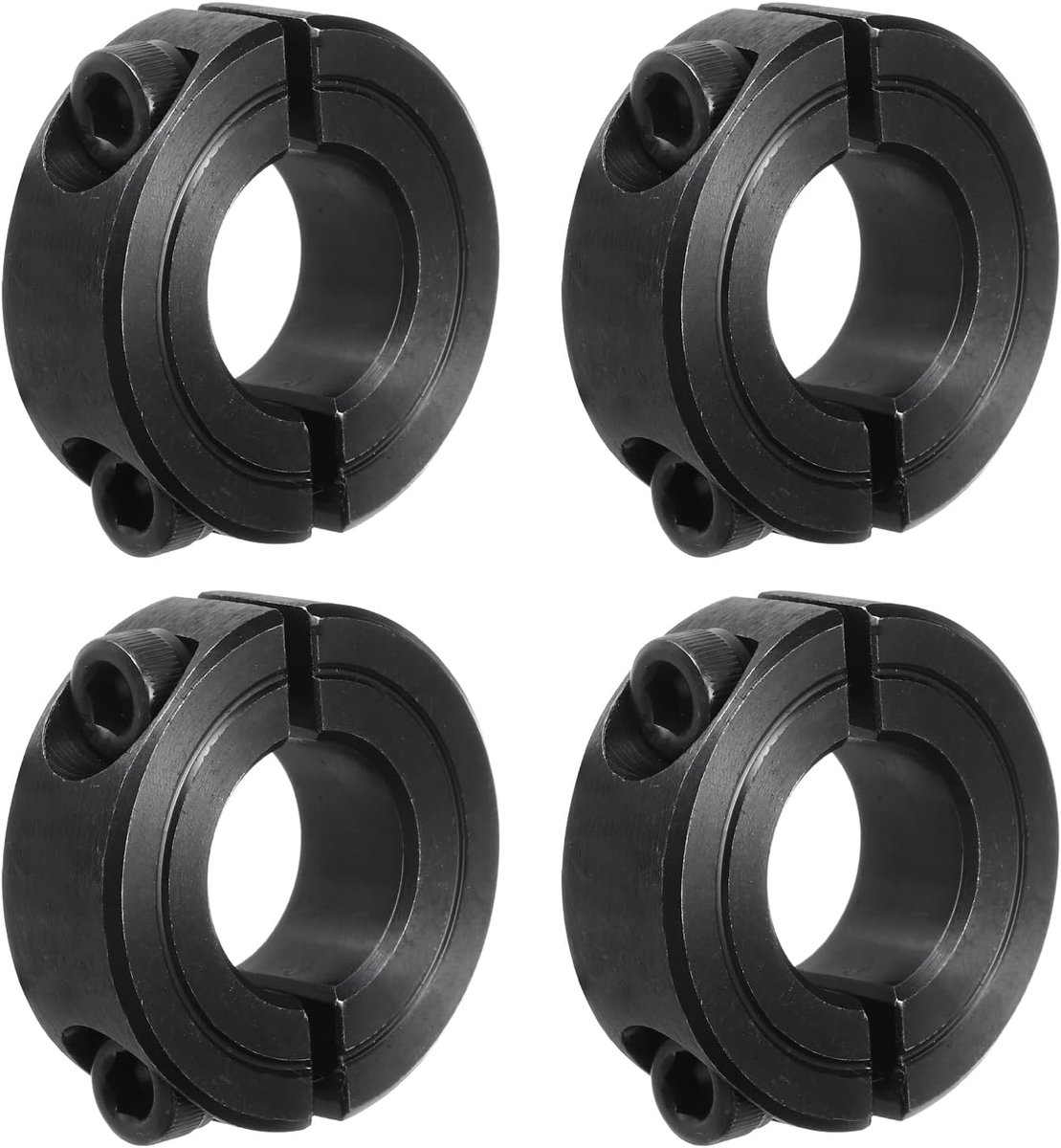 Golfring 5/8" boring dubbel gedeelde spanring van koolstofstaal met set-schroef zwart 4-pack