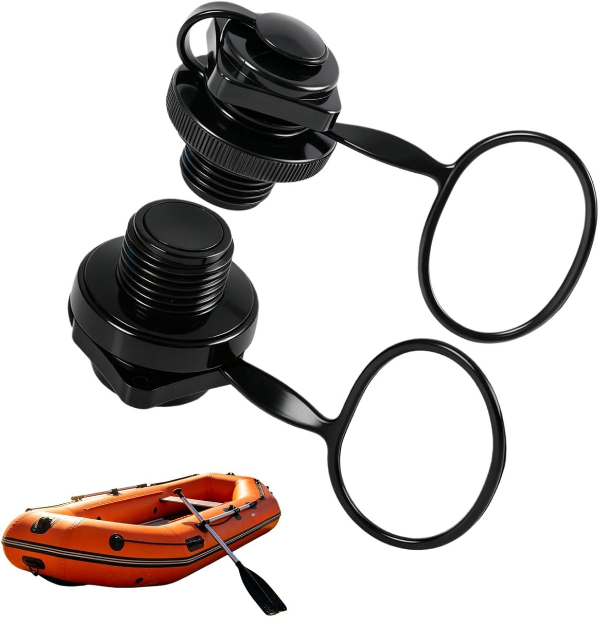 2 stuks universele ventielset 22 mm, rubberbootventiel, kajakventiel, Boston-schroefventiel, anti-lektechnologie, lange drukbehoud, geschikt voor opblaasbare boten, vissersboten, opblaasbare vlot