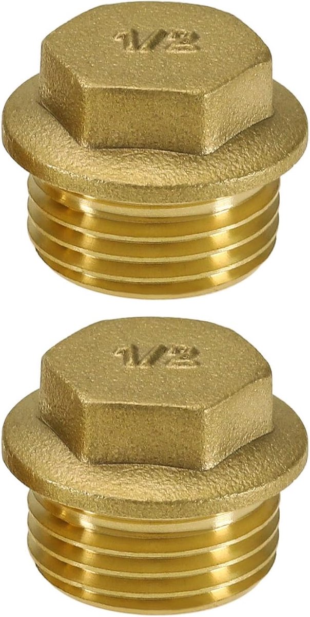 2 Stks 1/2 "BSP Draad Mannelijke Blanking Plug Buis End Cap 1/2 "Messing Mannelijke Blanking Cap Accessoires Voor Pijp Aansluiting Badkamer Keuken Goud