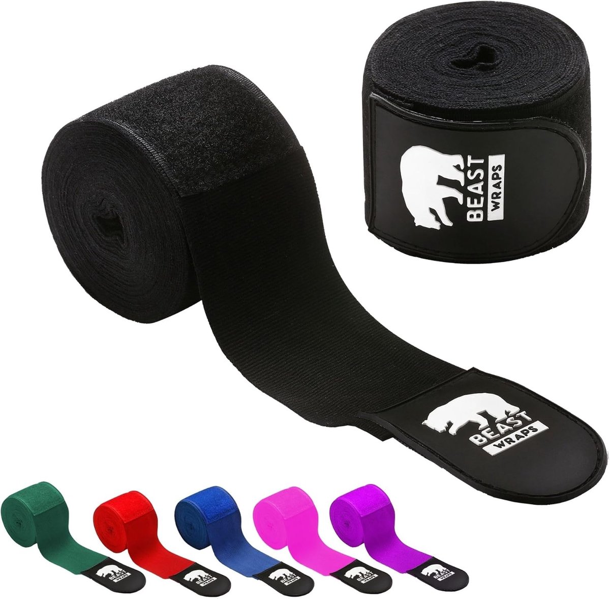 Boksbandages 5 meter - Bokswraps Zwachtels - Vechtsport Training - Semi-elastisch met duimlus - 5 meter - Zwart