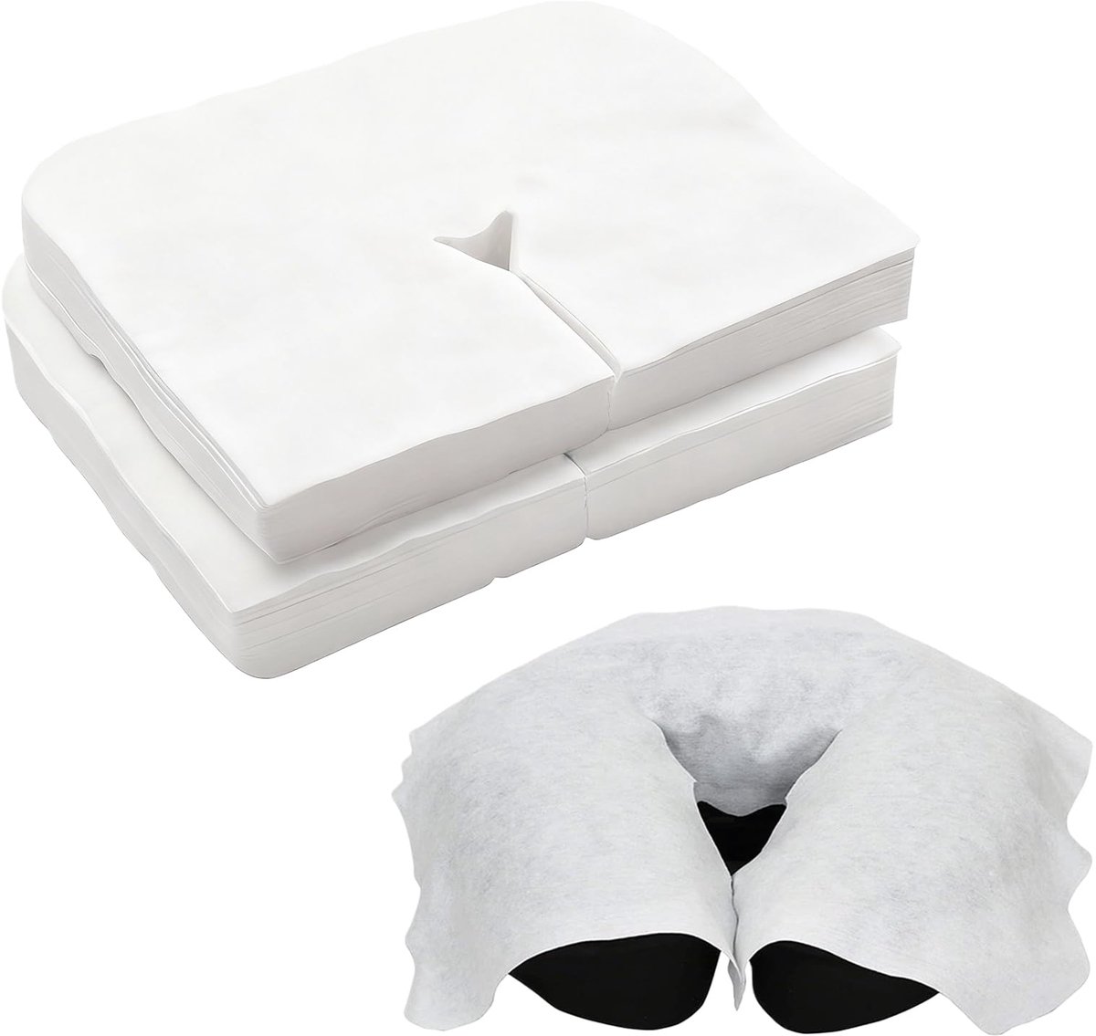 SnelShoppen - 300 stuks neussleufdoeken, gezichtskussen voor massagestoel, ultrazacht vliesdoek, ademend, hygiënisch, ideaal voor cosmetische tafels e