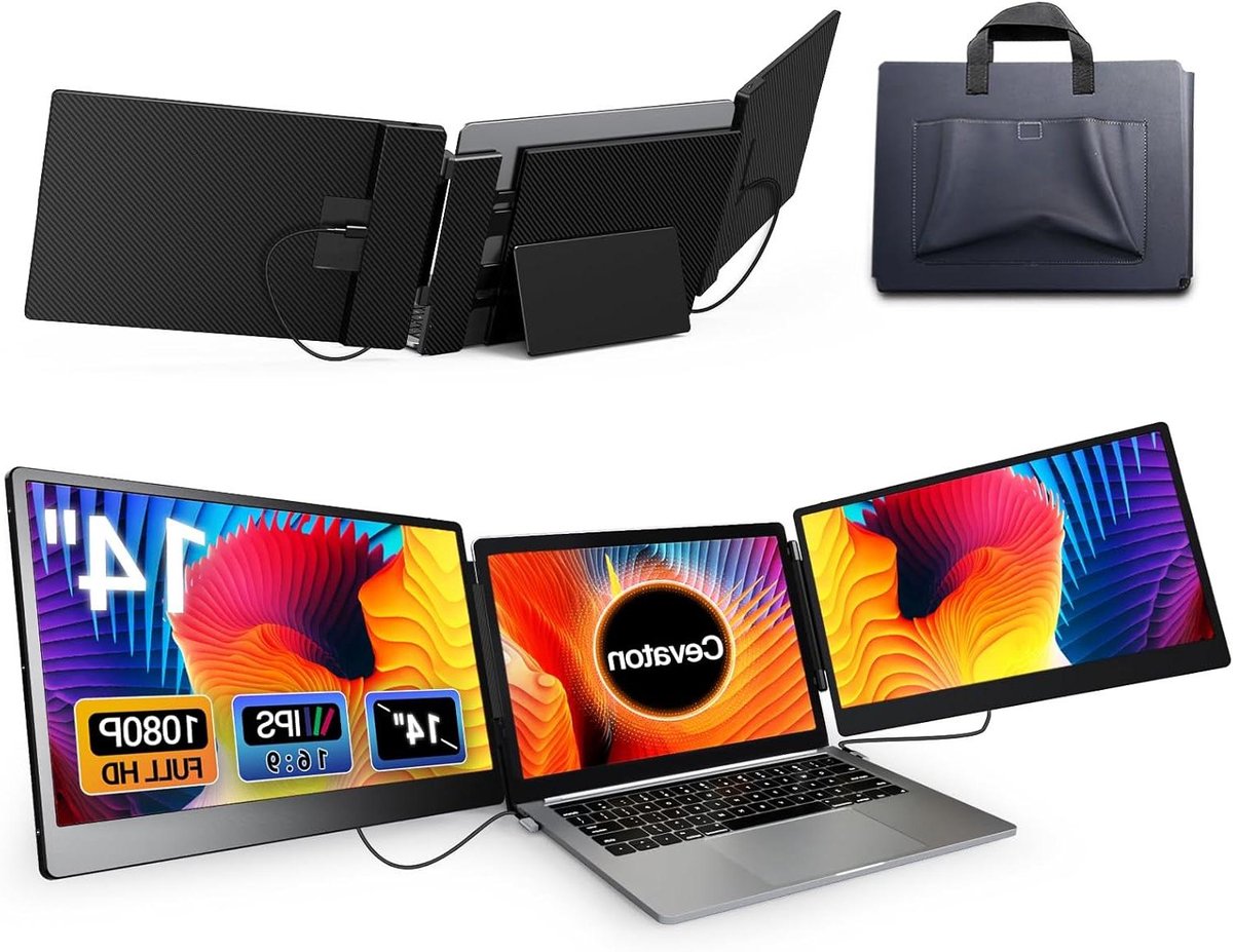 Laptopscherm Uitbreiding - Extra Monitor - Productiviteit Verhoging - Full HD IPS - 14 inch - Zwart