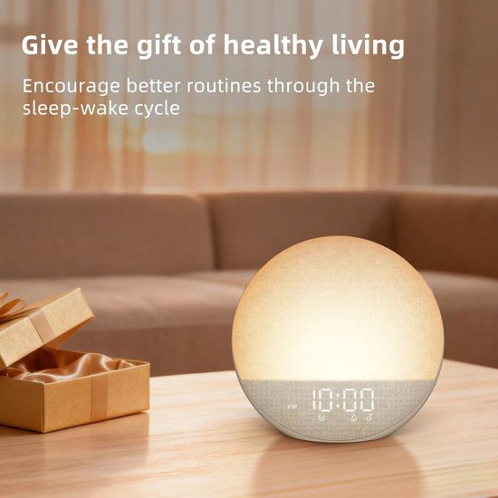 Wekker met Licht - Wake-up light Natuurlijk alarm - Rustig wakker worden - Simuleert zonsopgang - 17.78 x 17.78 cm — afbeelding 4