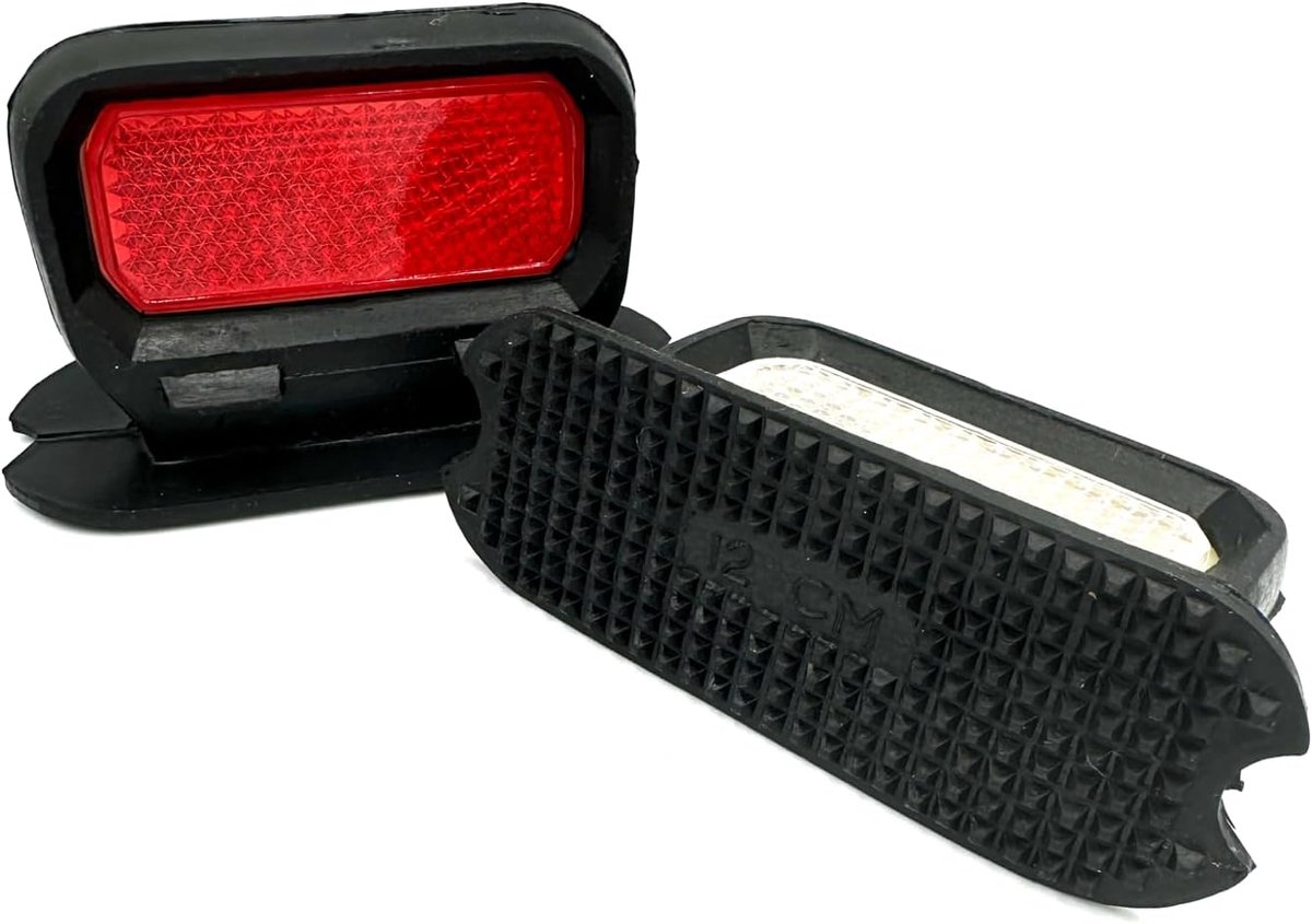 stijgbeugels inlegzolen met reflectoren voor rubberen inzetstukken in wit rood universele vervangende pads voor standaard stijgbeugels veiligheidsreflectoren paar (12 cm)