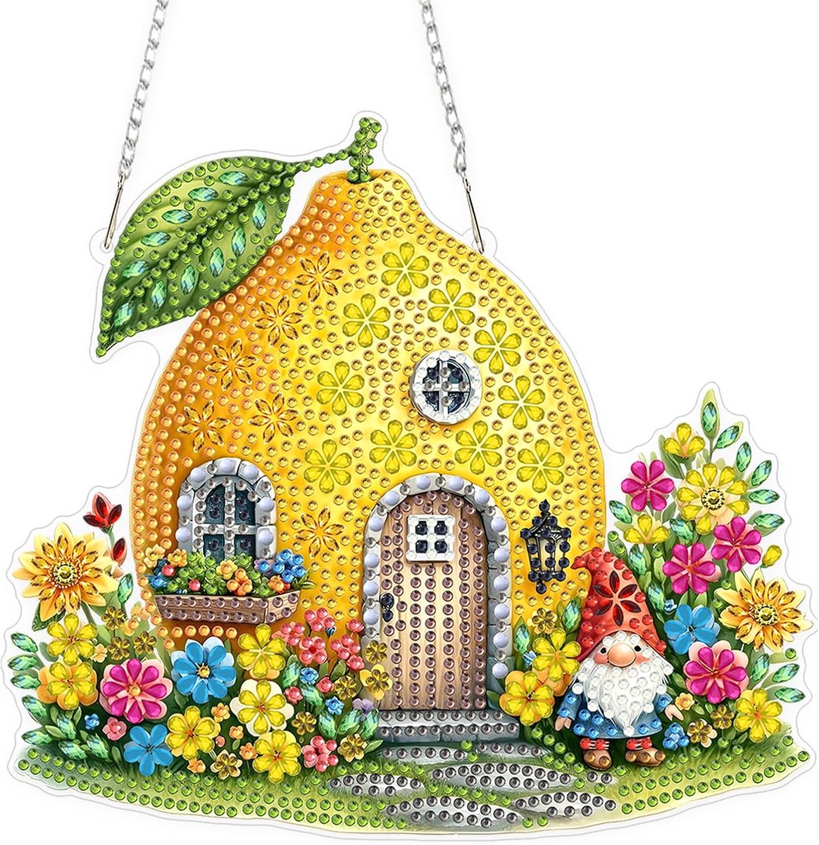 5D Citroenhut, Diamond Painting raamafbeeldingen voor volwassenen, doe-het-zelf diamond painting, dubbelzijdig hanger, hangende kunst, raamfoto's, kit voor woondecoratie, cadeau, 20 x 20 cm