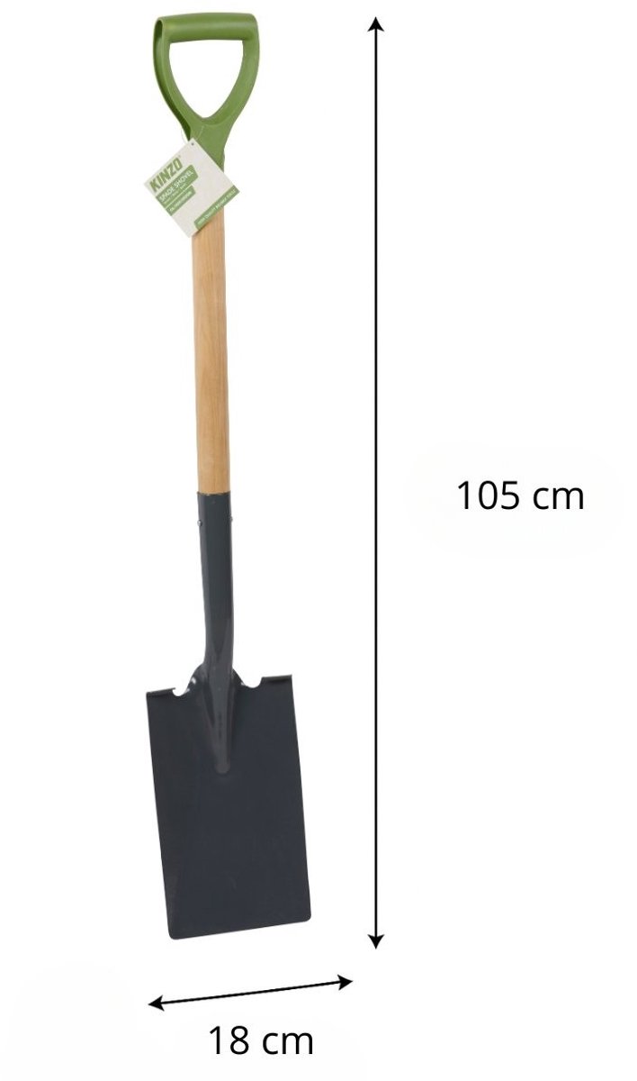 Kinzo Tuinspade 105 cm - Stevige Spade met Houten Steel en Ergonomisch Handvat - Schop voor Tuinwerk, Grondbewerking en Boomwortels - Tuinschop van Metaal van Kinzo — afbeelding 2