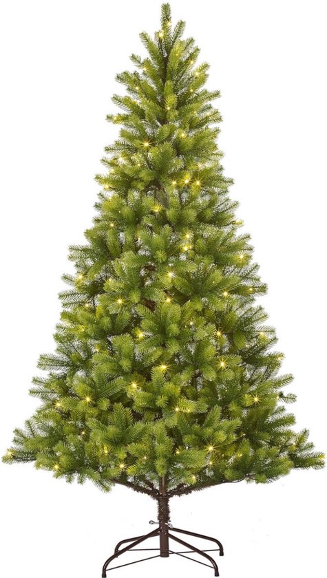 Black Box Trees Nagoya Kerstboom met Verlichting - Kerstversiering met 922 Volle Takken en Kliksysteem - Kunstboom met LED-Verlichting - Hoogte 180 x Diameter 108 cm - Groen
