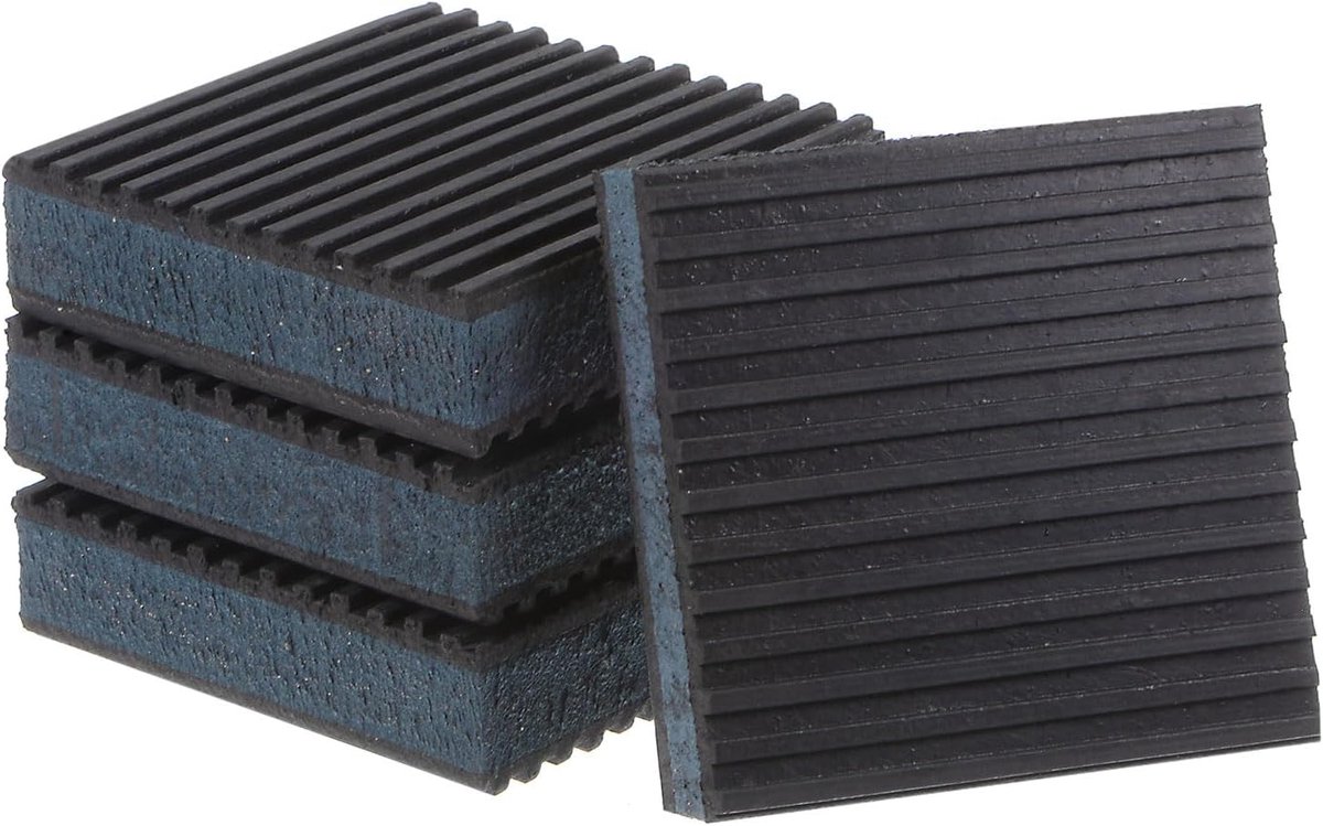 Dempers, 3 x 3 x 7/8 inch, trillingsabsorberende pad, dempingsmat, glijbescherming, lawaai, met EVA-centrum voor pedaalmolen, wasstraat