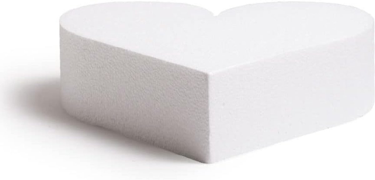0174062 hartvormige piepschuim-dummy afzonderlijk verpakt, ideaal als onderlegger voor gestapelde cakes, rechte randen, 25 x 7,5 cm (h x b).