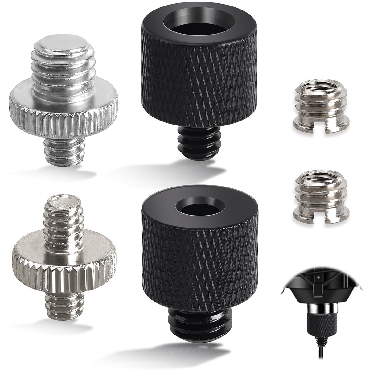 6 stuks statiefschroef adapter set, 1/4 tot 3/8 inch draad statief adapter camera draadadapter metalen schroeven adapters voor camera statief microfoon statief lamp statief