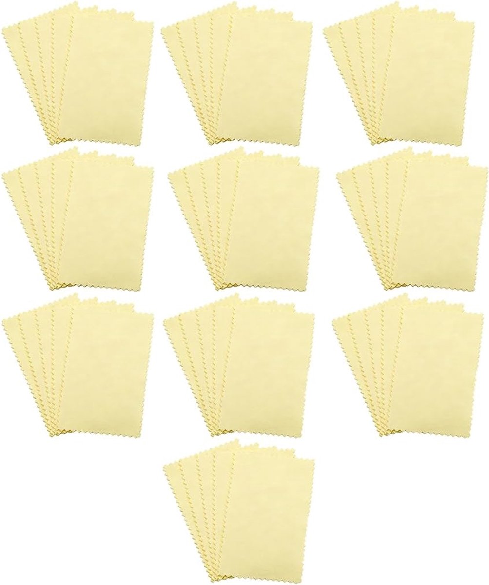 50 stuks zilverpoetsdoeken voor sieraden, 6 x 10 cm, extra zachte zilverpoetsdoek voor munten, bestek en goud, herbruikbare reinigingsdoek, dubbelzijdig voor platina messing horloges, verzorging