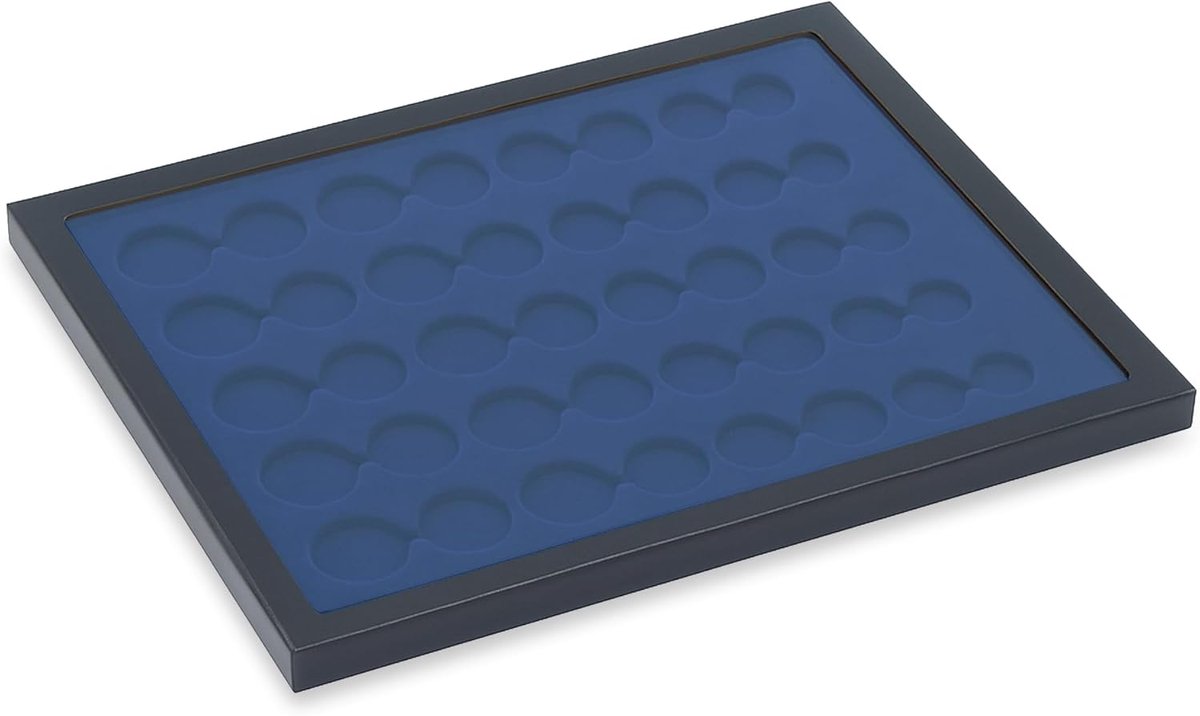 Coin Box nr. 8340 5 complete €-sets zonder capsules | Stapelbare muntbox met deksel van echt glas | duurzaam karton | 245 × 195 × 18 mm