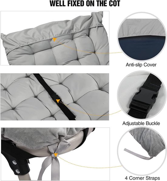 XL zacht campingbed, veldbedkussen, martratze voor veldbed, inklapbaar, 190 x 70 cm, comfortabel, goed dik katoenen kussen met hoogwaardige polyestervulling, slaapmatras pad — afbeelding 5