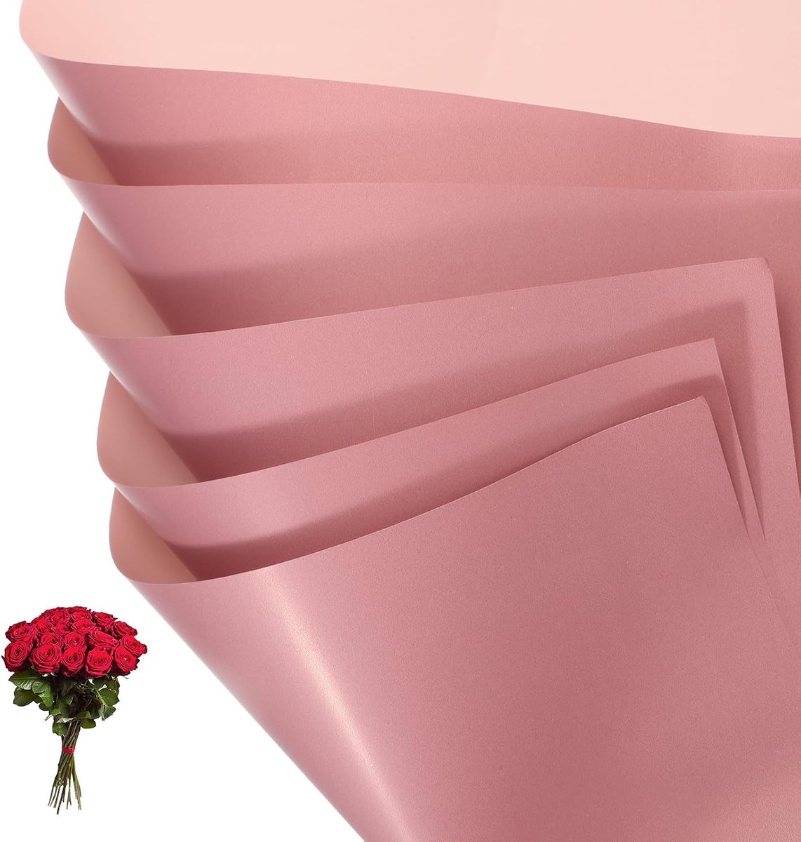 Cadeaupapier, 20 vellen dubbelzijdig waterdicht boeket, papierfolie, bloemistverpakking, bloemenpapier voor bruiloft, doe-het-zelf handwerk, Valentijnsdag, Moederdag, donkerroze