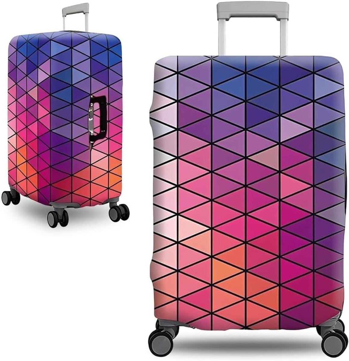 1 stuk kofferbeschermhoes, elastische kofferbescherming, kofferhoes, beschermhoes, bagagehoes voor koffer, wasbaar, skofferhoes, krasbestendige kofferhoes (S, geometrisch patroon)