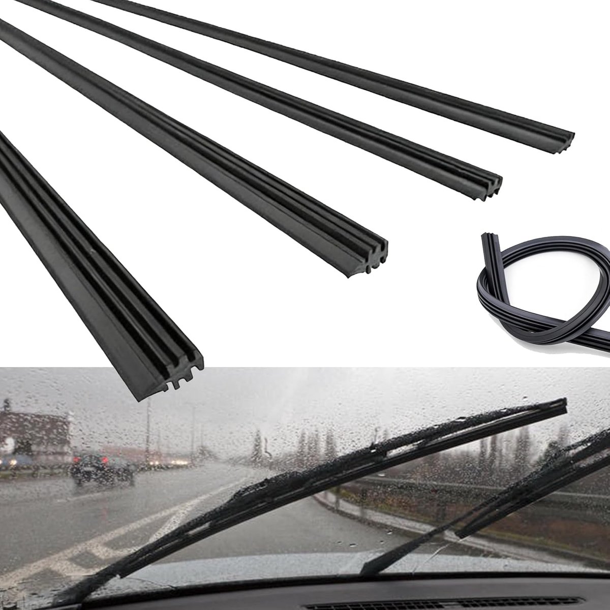 4 stuks 800 mm Schijf Ruitenwisser Rubberen, Zwart Ruitenwisser Rubber Gemaakt van Natuurrubber, Universeel Snijbaar Ruitenwisserrubber, Ruitenwisserrubber zonder Been voor alle Ruitenwissers