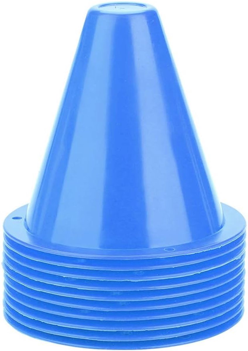 3,35 inch plastic sport training verkeerskegel (set van 10) - voor kinderen thuis gym voetbal training voetbal 5 kleuren (kleur: blauw)