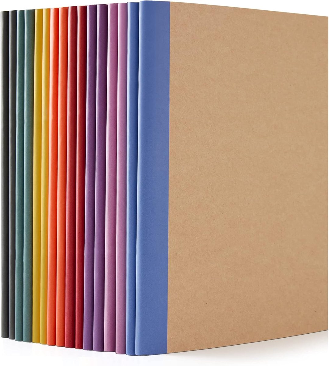 16 A5-notitieboekjes met kraftpapier, 60 pagina's gelinieerd notitieblok, bulk, zachte bruine kaft, multipack notitieboekjes voor studenten, reizigers, plannen maken, memo's schrijven,