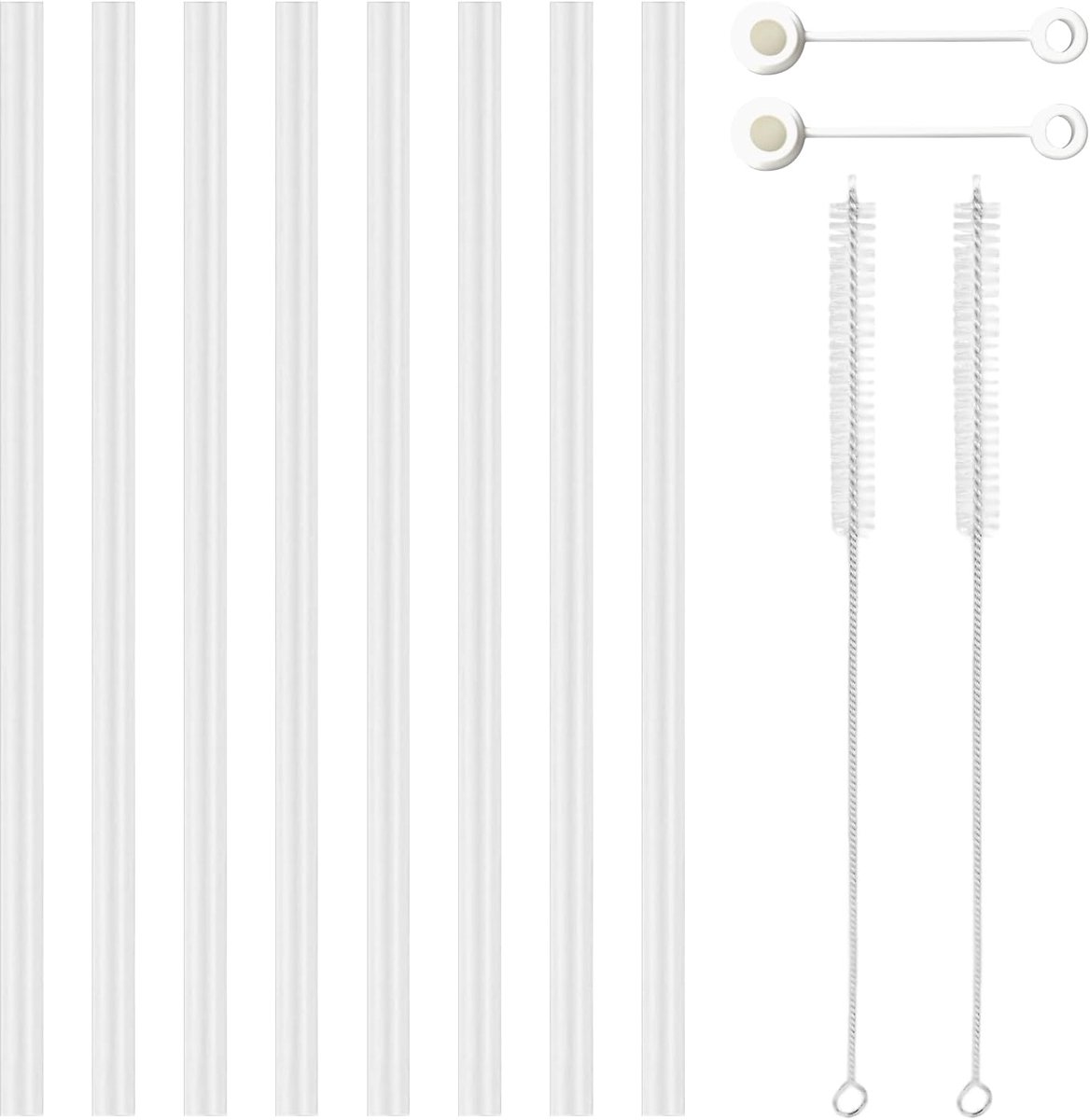 Set van 8 reserverietjes, 31 cm, voor Stanley bekers en 14-40 oz, herbruikbare rietjes van voedselveilig Tritan-kunststof, met reinigingsborstel en rietjes