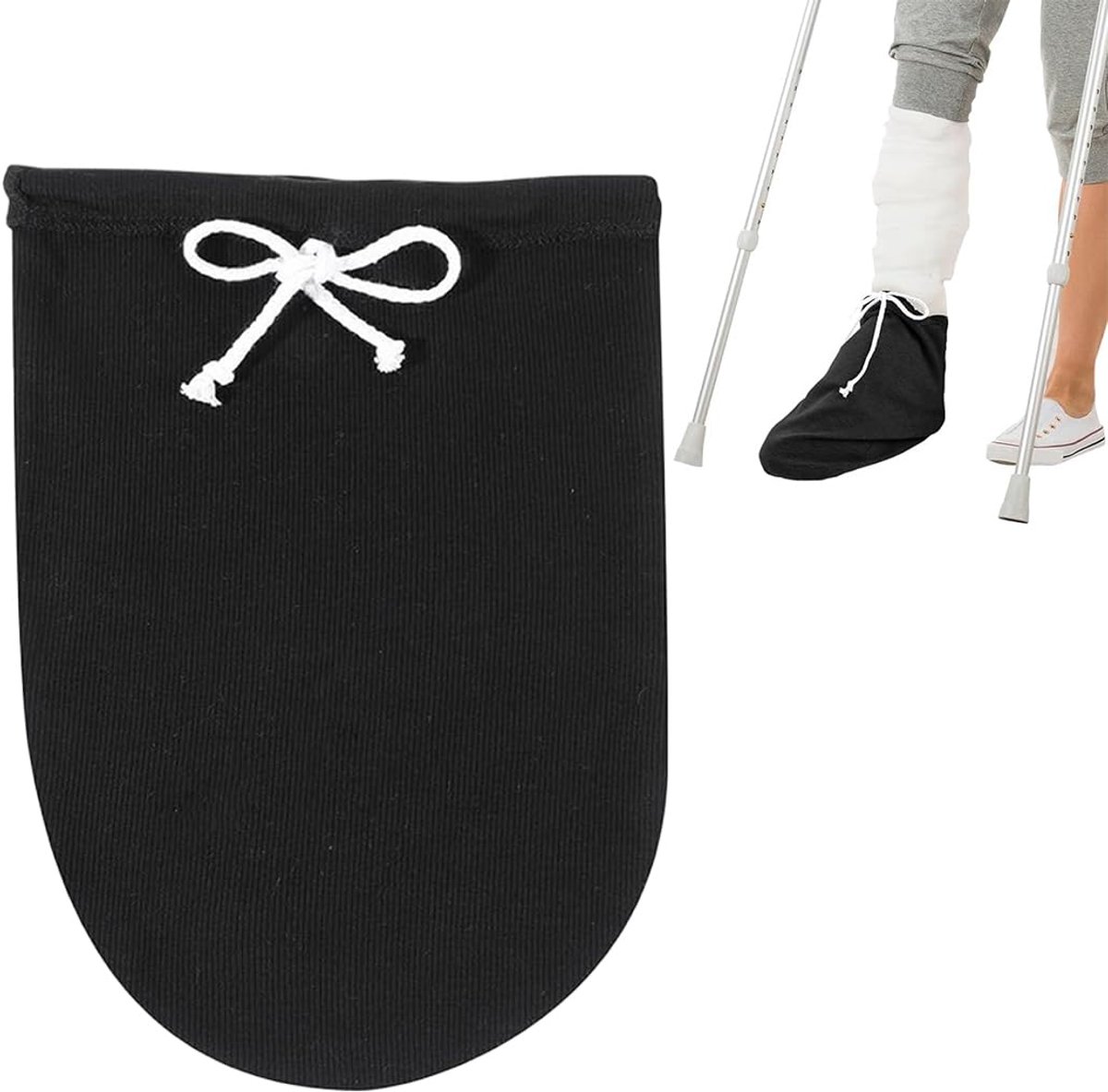 1 x gietijzeren sokkenhoes met verstelbaar trekkoord, katoenen overtrek voor korte voeten, smeltbescherming voor vrouwen en mannen, wasbaar (zwart)