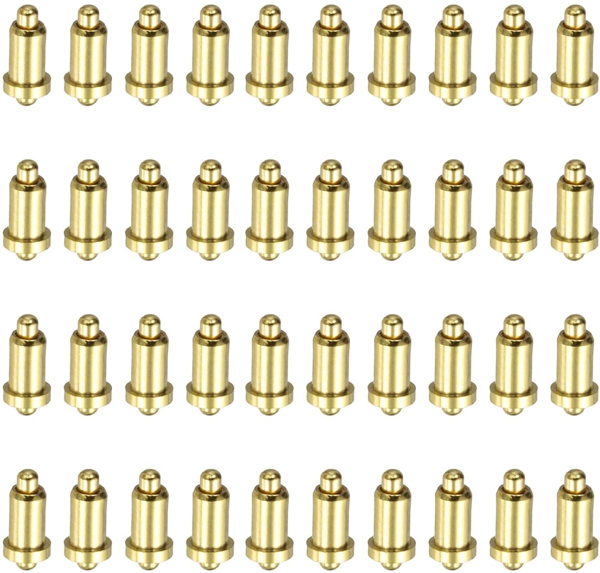 40 stuks vergulde PogoPins, 4,5 mm, met veer, koperen stekker met dubbele veer voor stroomtesten, sondeconnectoren, vervanging van connectoren