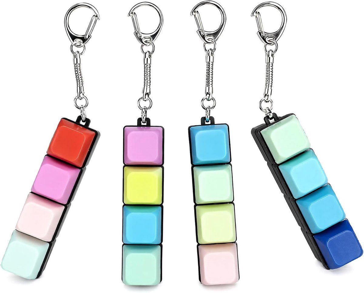 Toys, 4 stuks sleutelhangers, anti-stress-toetsenbord, fidget-decompressiespeelgoed, imitatie-toetsenbord, anti-stress speelgoed voor volwassenen, ontcomprimeren en tijd doorbrengen, speelgoed