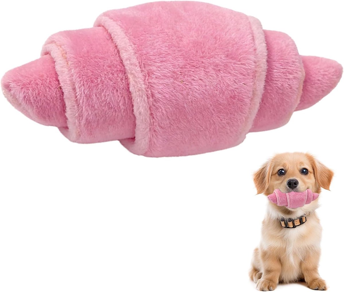 Hondenspeelgoed met verborgen snack, betoverend pluche dier in de vorm van een hoorn om het intellect te stimuleren, aantrekkelijk design in roze, ideaal voor puppy's en kauwen