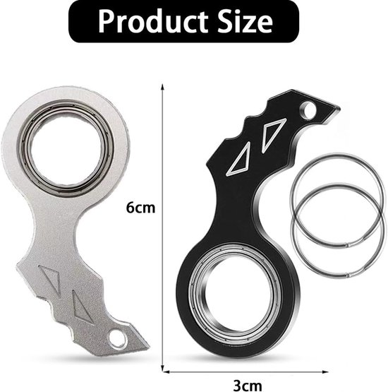 Sleutelhanger spinner 2 stuks sleutelhanger draagbare vingerspinner sleutelhanger ring fidget spinner voor vingertraining, kinderen en volwassenen angstverlichting sleutel spinner — afbeelding 2