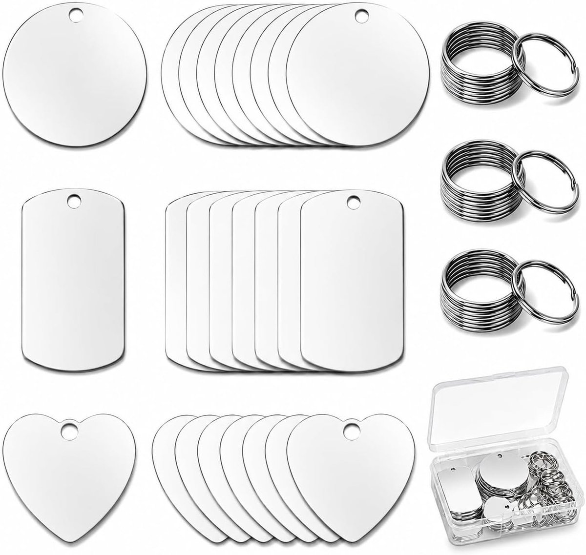 24 stuks roestvrij stalen hangers, blanco, sleutelhanger metalen hondenpenning sieraden maken ambachten feesten, sleutelhangers blanco metalen sleutelhanger dog tag DIY