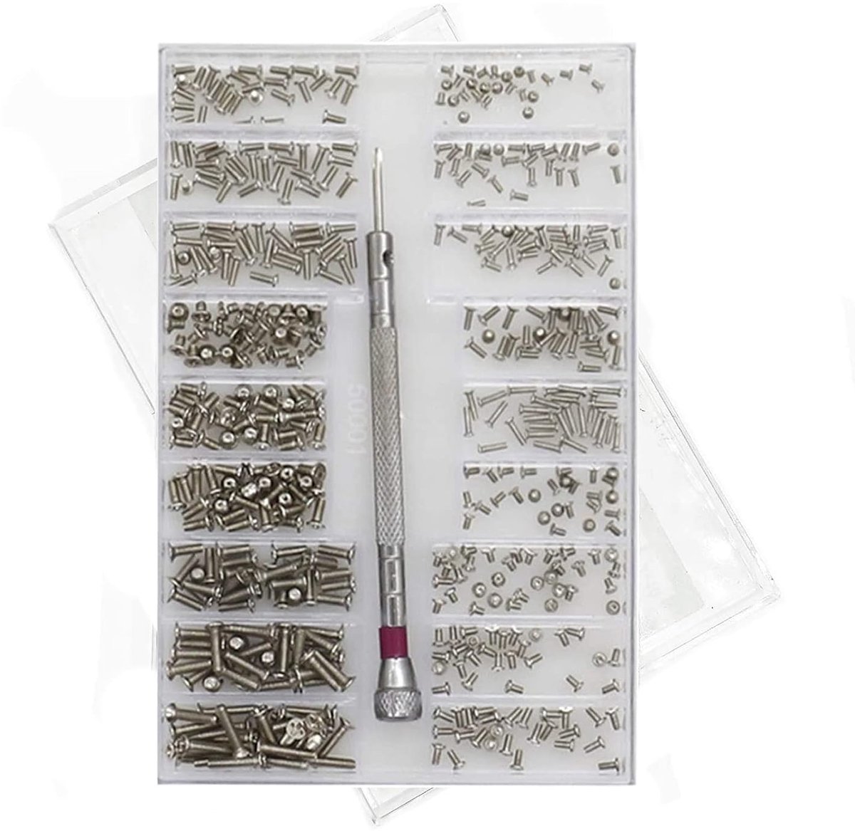 500 stuks micro-schroeven met schroevendraaier, kleine micro-reparatieschroevenset, kleine schroeven, assortimentset, voor brillen, laptops, brillen, sieraden, camera's, horloges