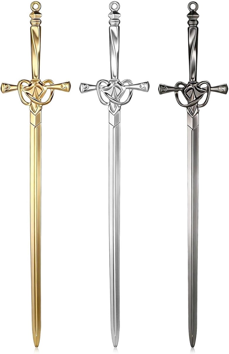 3 stuks zwaard brievenopener, vintage bladwijzers, grappige brievenopener, Chinese haarspelden, elegante stokjes voor dames, haaraccessoires voor enveloppen, kantoormateriaal, decoratief