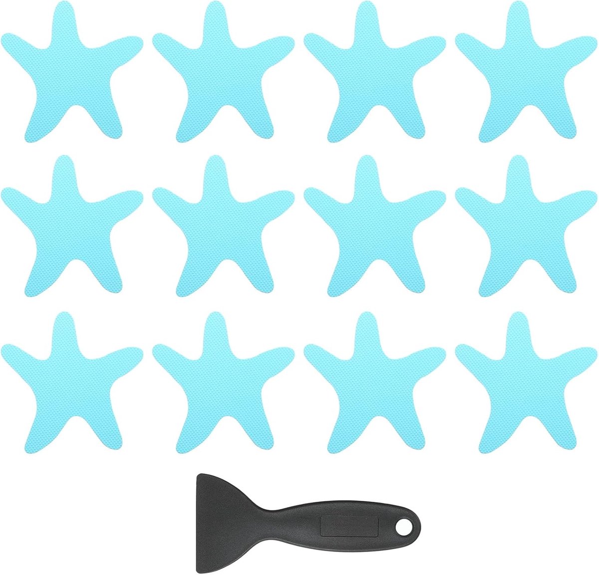 12 stuks antislip badstickers, antislip douchestickers met schraper badkamer douche vloerstickers stervorm schattige loopvlakken badkuipen, blauw