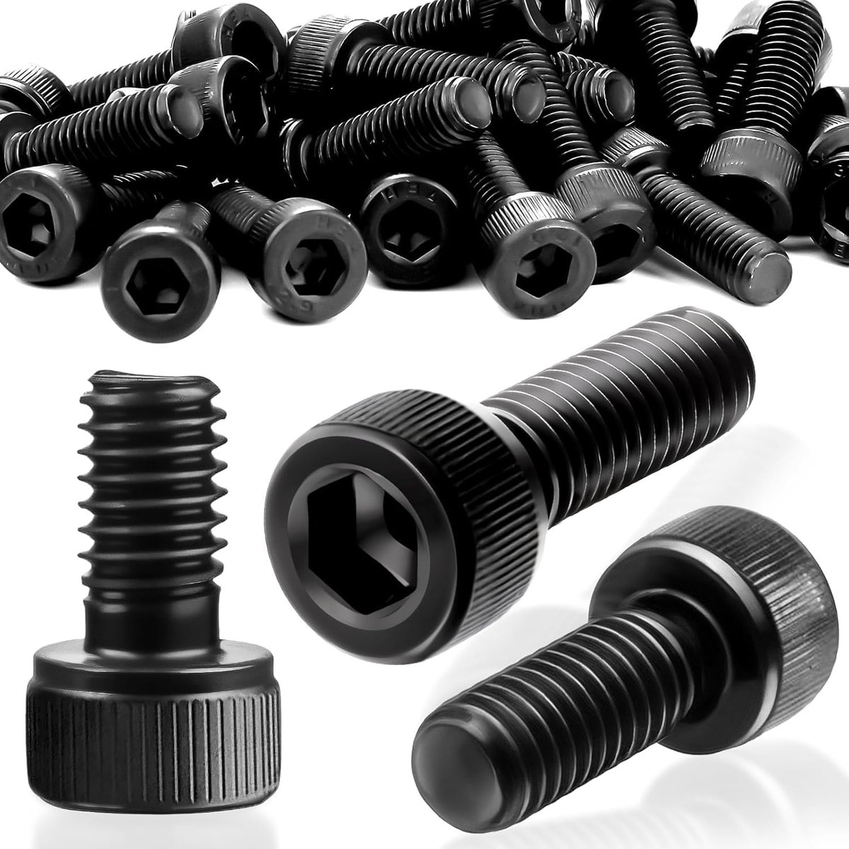 Set van 20 schroeven M5 zeskantbouten M8 x 25 mm koolstofstaal schroeven en bouten M8 metrische schroefdraad assortiment zwart bouten